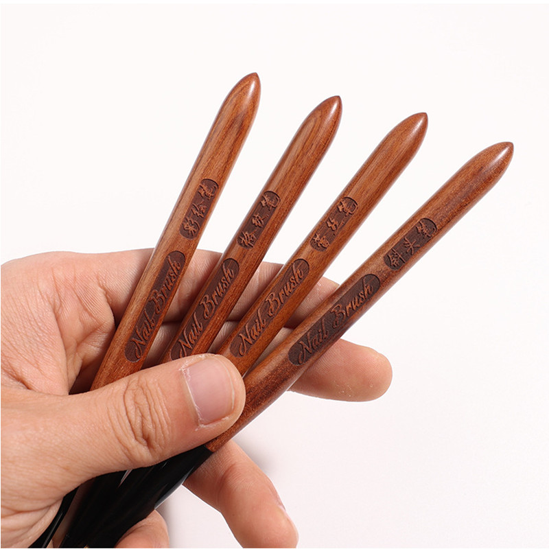 Sandelträhandtag gradient blommande borstar effekt nagel uv-gel liner borste ritpenna ränder blommor nagelkonst målningsverktyg