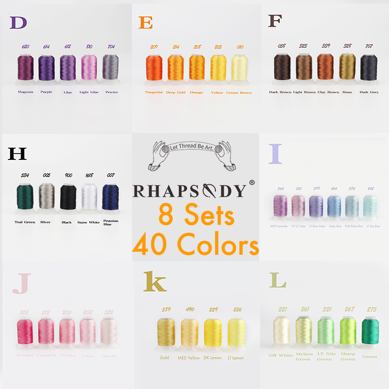 Rhapsodie 40WT Polyester-Stickmaschinengarn 550 Jahre 60 Farben Bruder Babylock Janome Sänger Pfaff Husqvarna Bernina NäHenne: dunkel rot