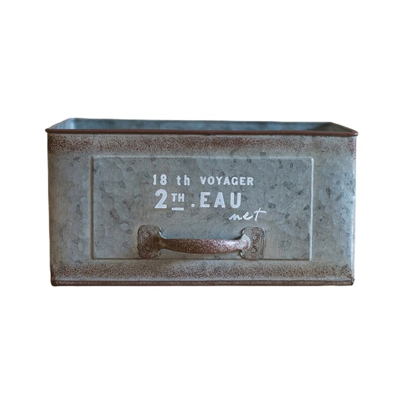 Rectangular Succulent Plant Flower Pot Garden Retro Iron Planter Container Courtyard Balcony Decor