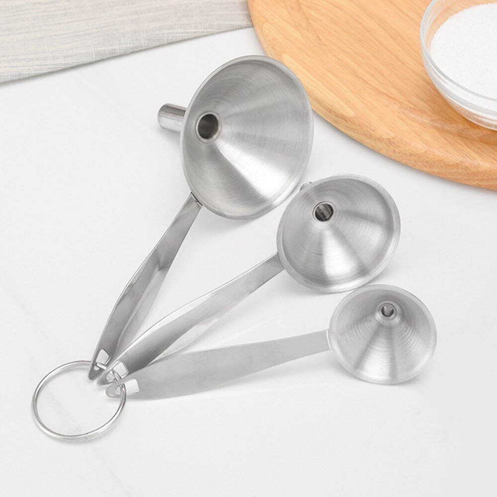 3pcs Portable Stainless Steel Funnel Small Mouth Mini Bar Wine Flask Funnel Kitchen Essentail Oil Funnel Tools Home Accessories