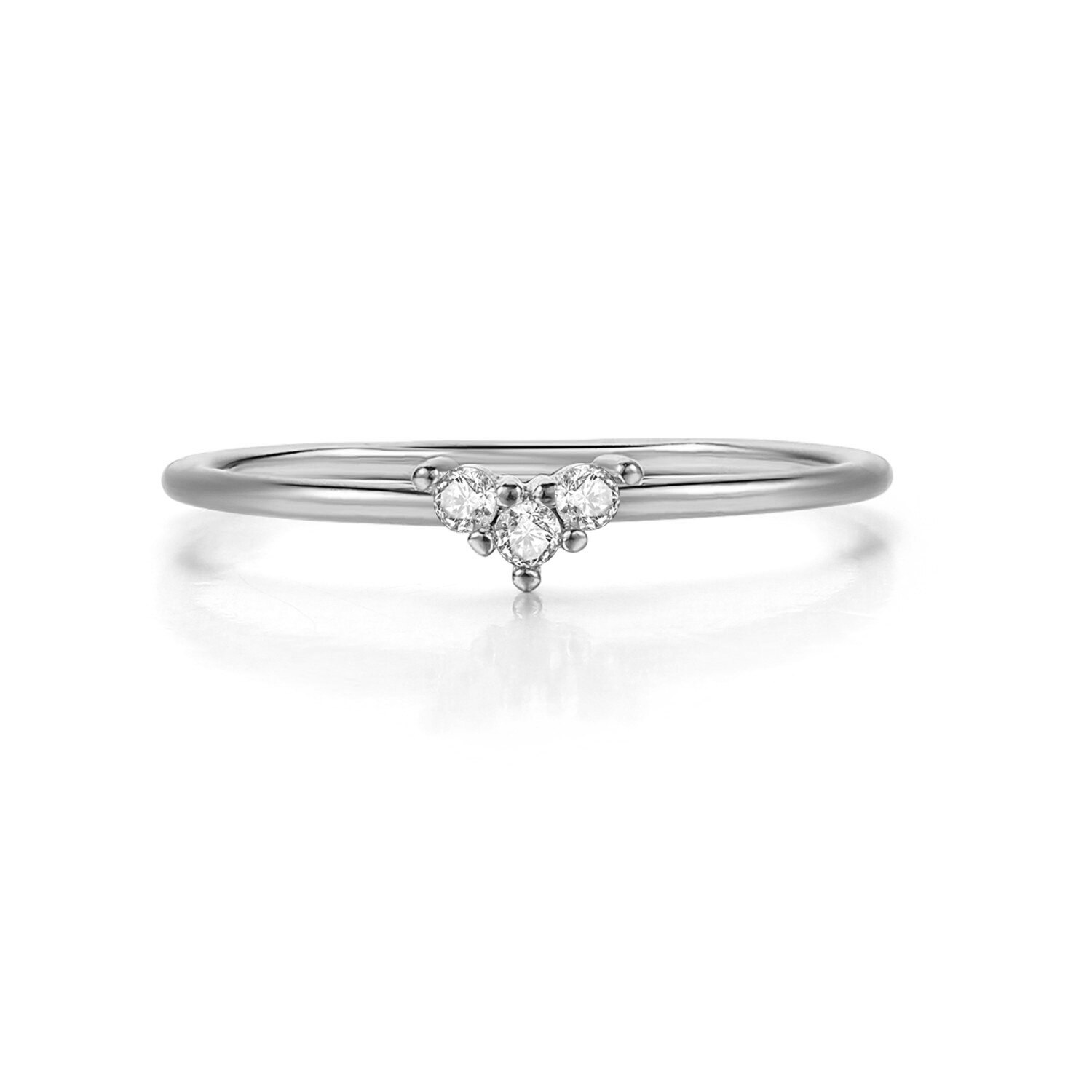 Anillos para mujer con forma de corazón pequeño Color dorado compromiso de boda anillo delicado joyería circón joyería de romántica KBR014-M: 10 / Gris