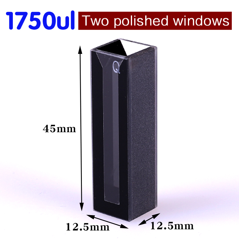 Micro cell quartz cuvette with black walls and lid(1750ul)