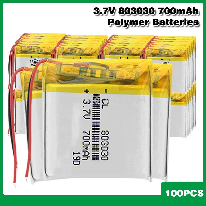 Lithium Polymer Battery - 700mAh 3.7V 803030 - for MP3, Bluetooth Speakers, Smartwatches