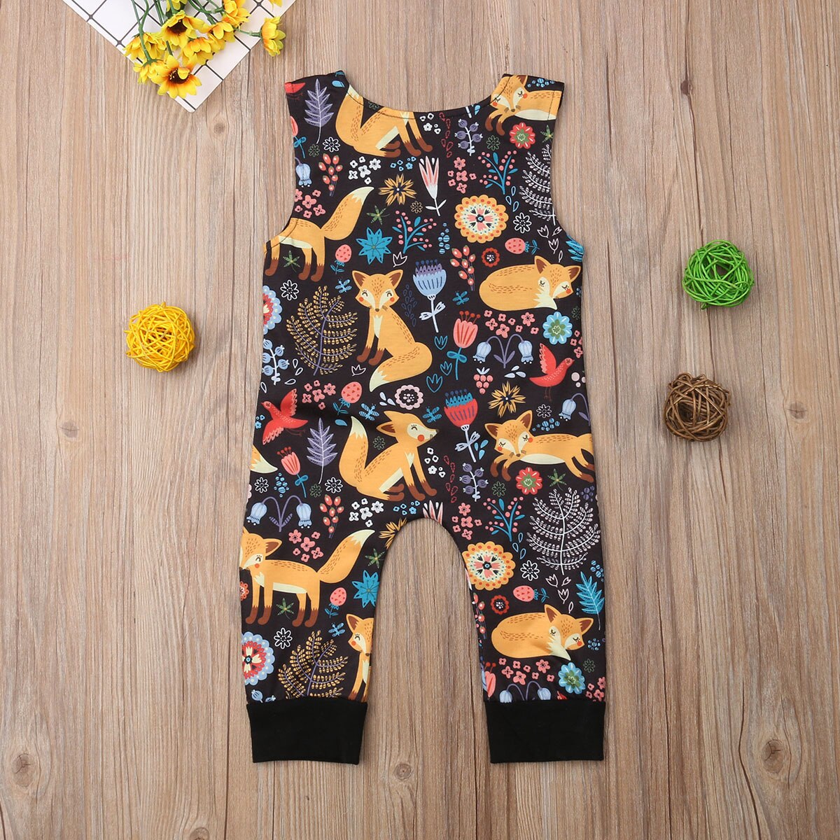 Cartoon Vos Pasgeboren Baby Baby Jongen Meisjes Rompertjes Mouwloze Baby Jumpsuit Playsuit