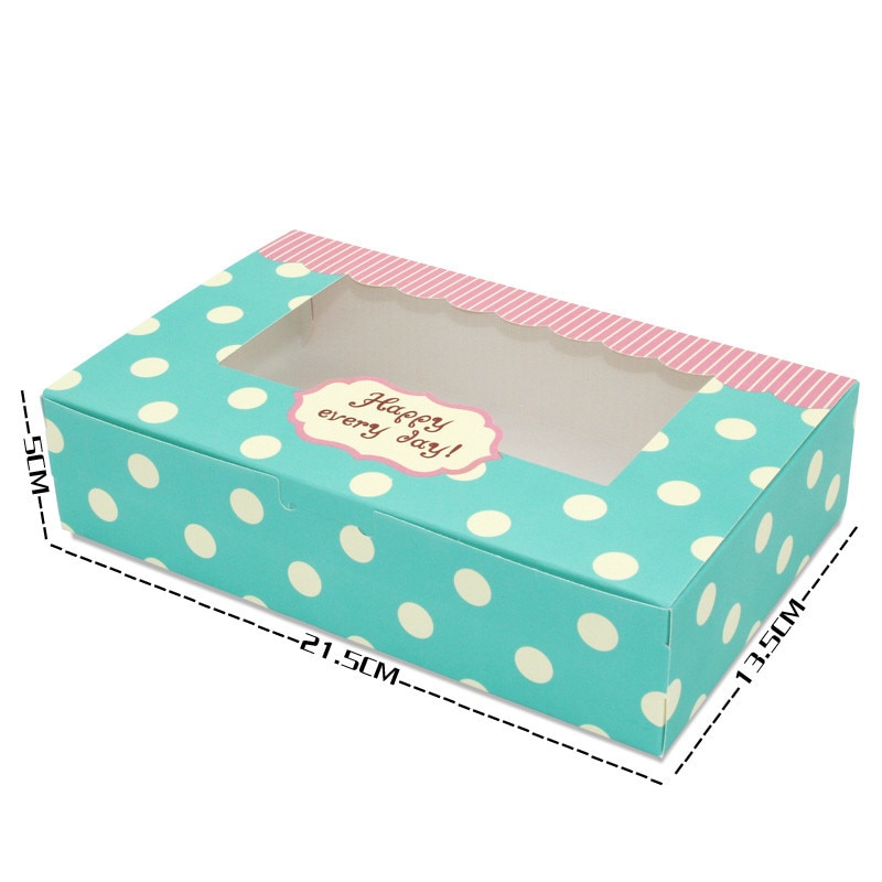 12 pcs box packaging wedding favor paper cake box cookie candy handmade cupcake birthday party box with window dots: L