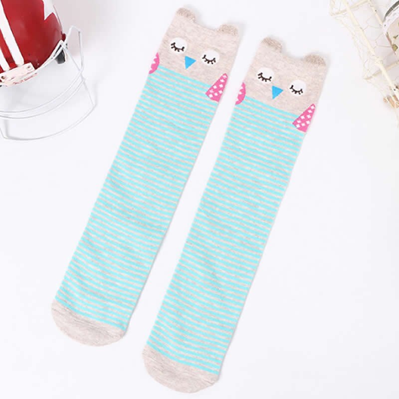 Katoen Knie Hoge Meisje Mode Beenwarmers Boog Katoen Zijde Kousen Kinderen Prinses Diamant Rooster Meisjes Voor Rechte Mesh: Green chicken