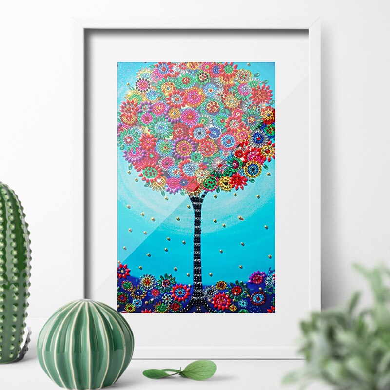 DIY 5D Shaped Diamond Painting Cartoon Landscape Tree 3D Picture Special Crystal Diamond Embroidered Child Christmas