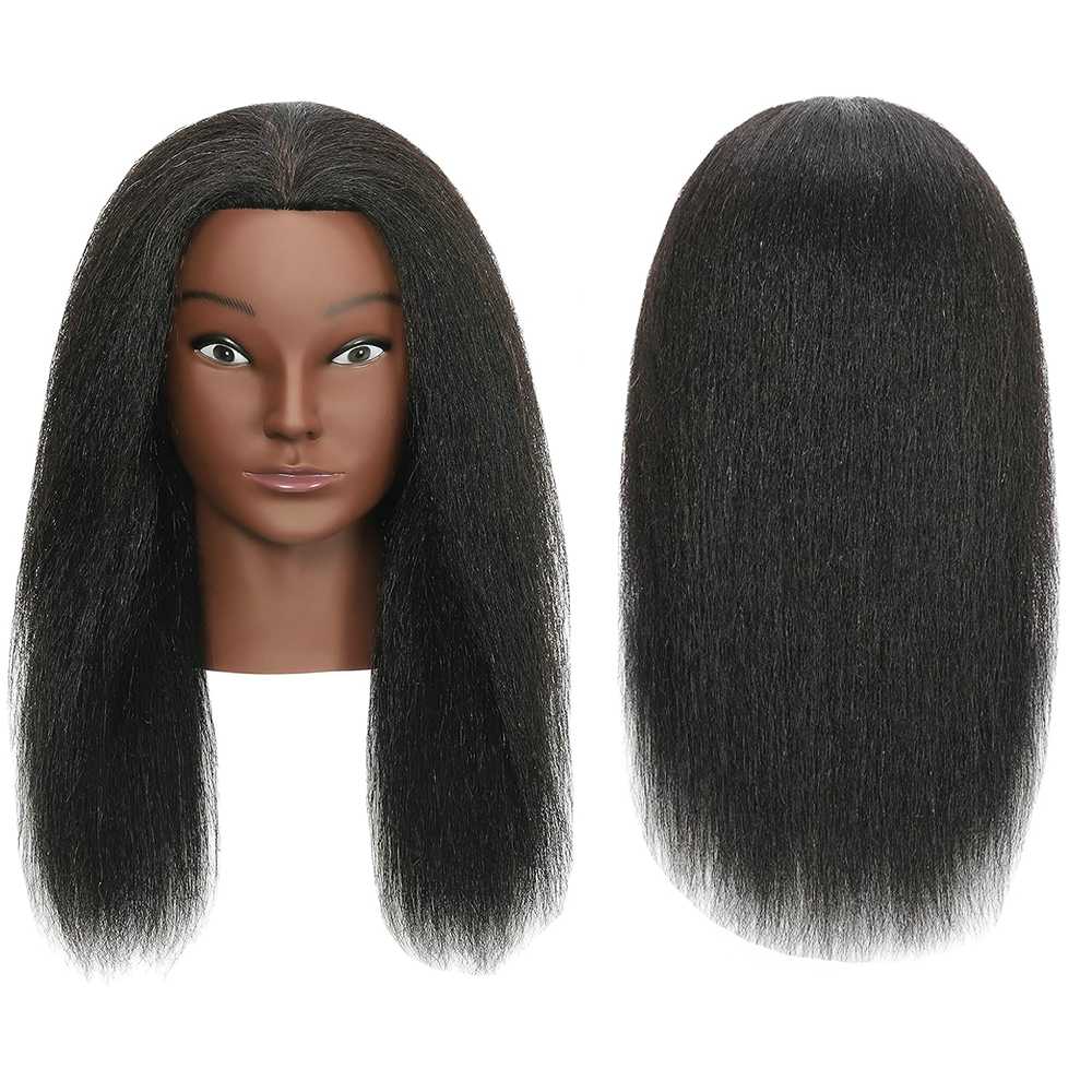 14 cali afrykańska głowa manekina z prawdziwymi włosami głowy Afro profesjonalna stylizacja plecionka trening Hairart fryzjer fryzjerstwo: Niebieski