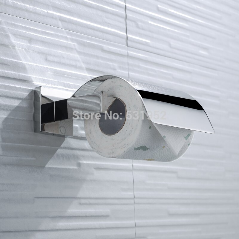 Toilet Paper Holder with Cover Wall Mount Paper Roll Holder SUS304 Stainless Steel Paper Roll Hanger Bathroom Paper Dispenser