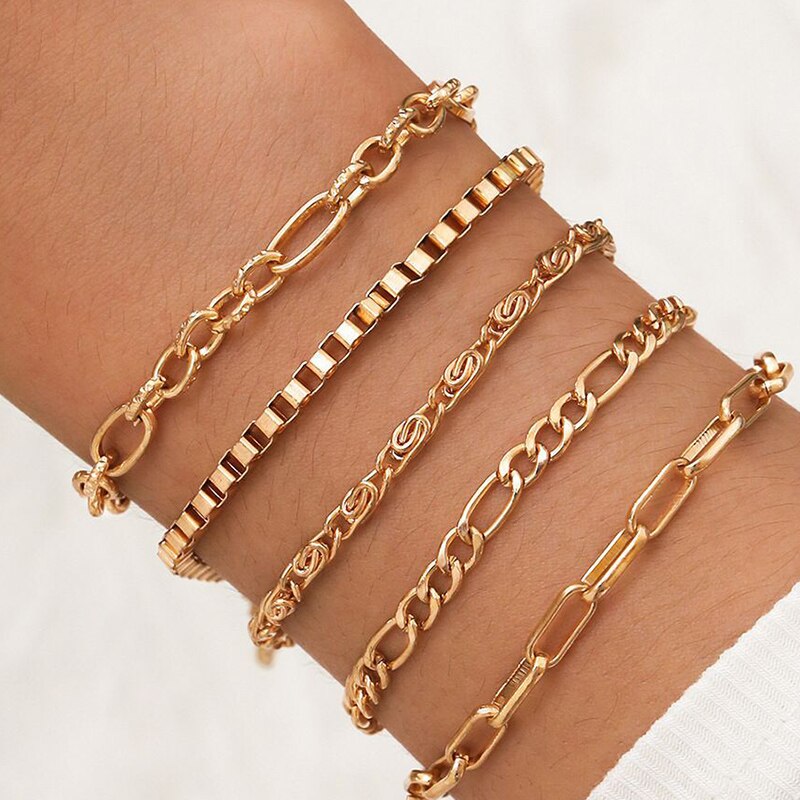 YWZIXLN Boho inciso multistrato foglio perline accessori braccialetto catena geometrica miglior regalo per le donne all&#39;ingrosso B040: B039-4