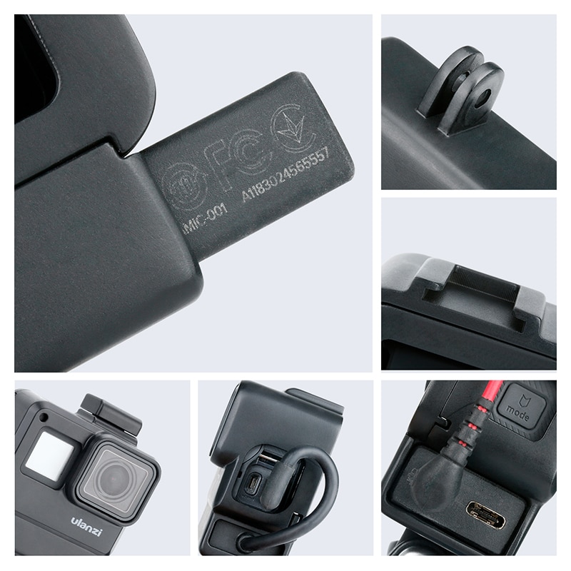 ULANZI V2 Original Vlog Gopro Adapter Case for GoPro Hero 7 6 5 Plastic Housing with Extend Microphone Port Cold Shoe Mount
