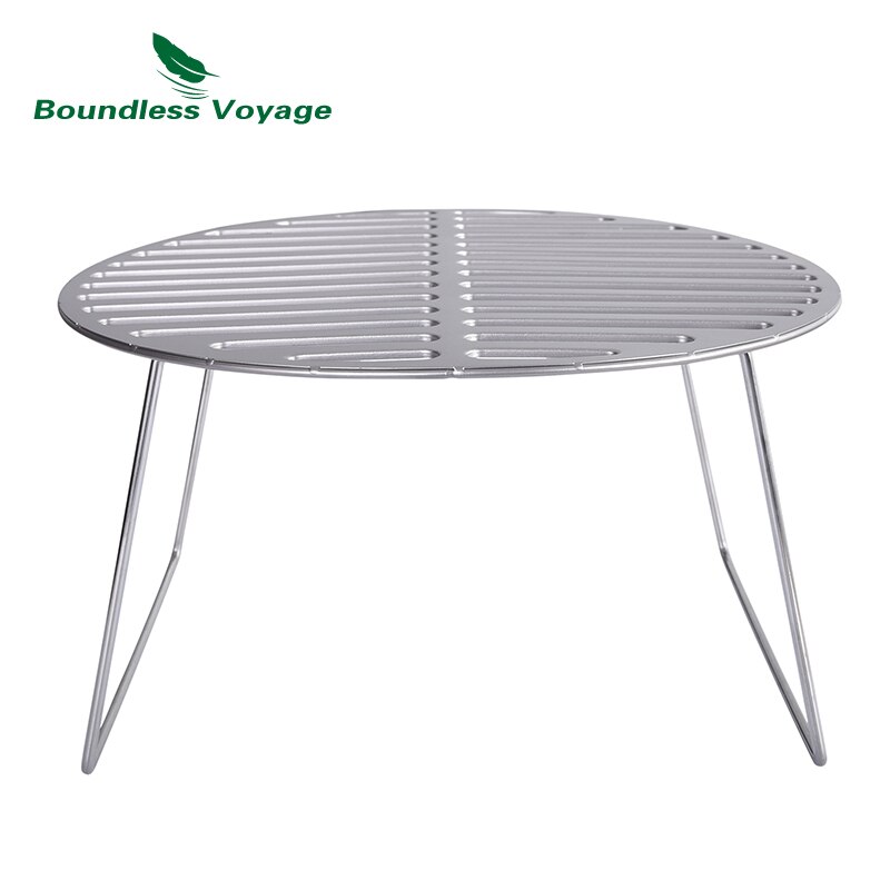Grænseløs rejse sammenfoldelig lejrbål grill titanium rund bbq grillnet med ben bæretaske udendørs trækul gitterjern  ti15161b: Default Title