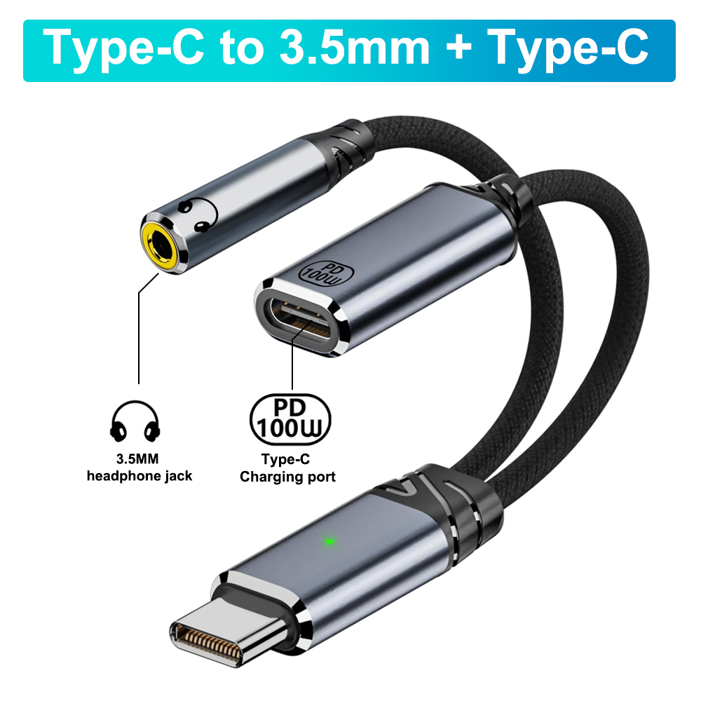 ANKNDO USB tipo C a conector hembra de 3,5mm adaptador de auriculares USB C a Aux Cable adaptador de Audio Compatible con cargador rápido: Azul