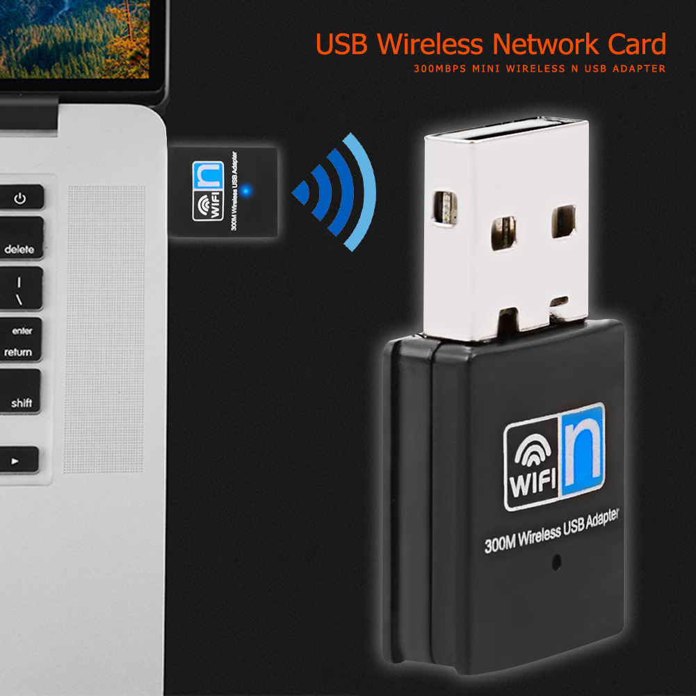 10pcs 300Mbps Mini USB wiFi Adapter 802.11n/ g / b USB 2.0 wireless Receiver Dongle Network Card Set with CD Antenna