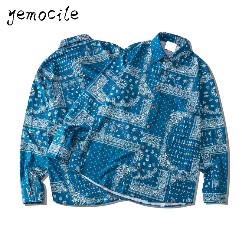 Flamme Gedruckt Hemd Paare Tragen Lässige Männer Frauen Hemden Harajuku Hüfte hüpfen Streetwear verlieren Langarm Blusen StreetWear: MCS12 / XL