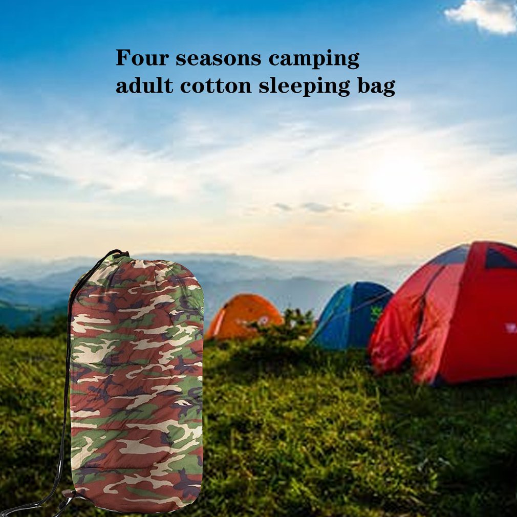 Kompakt letvægts, fin elastisk fluff-sovepose med hat, der er behagelig til campingvandring