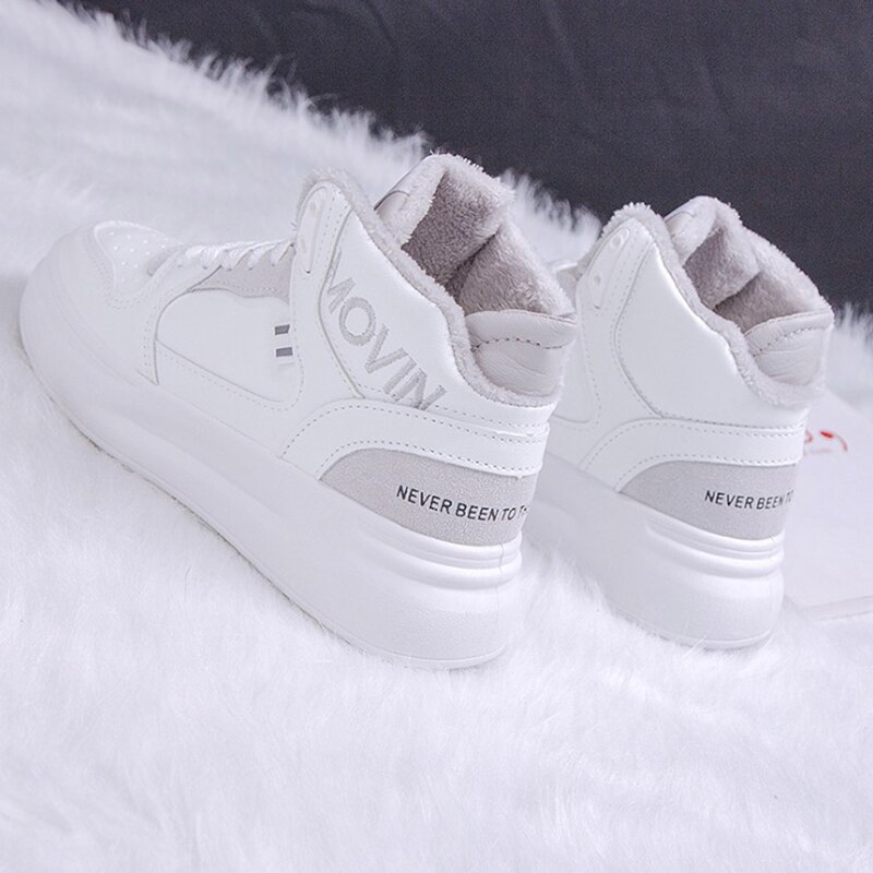 Dames sneakers winter damesschoenen flats platform casual schoenen voor dames comfortabele hoge top warme pluche off white schoenen: Grijze damesschoenen / 40