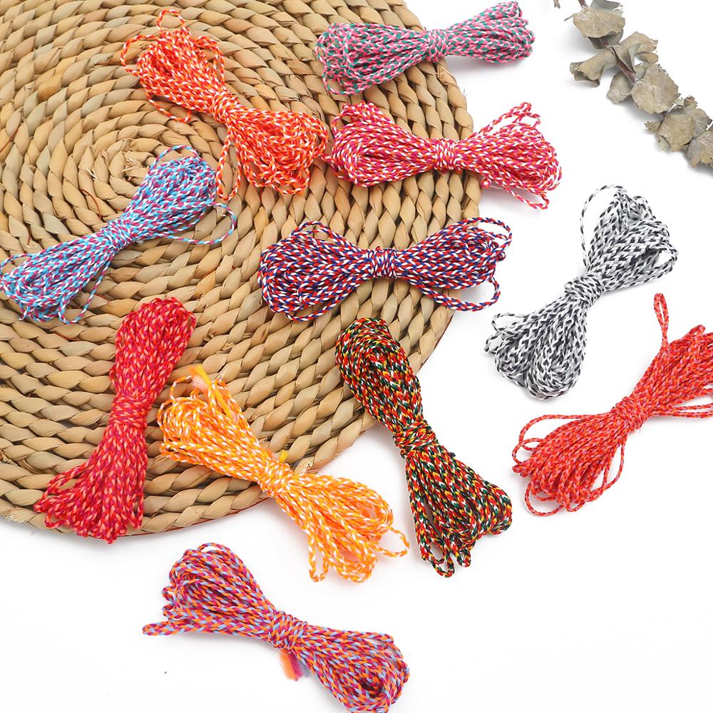 5M Veelkleurige Polyester Katoen Gevlochten Touw String Koord Voor Diy Armband Ketting Sieraden Makings Accessoires 2Mm