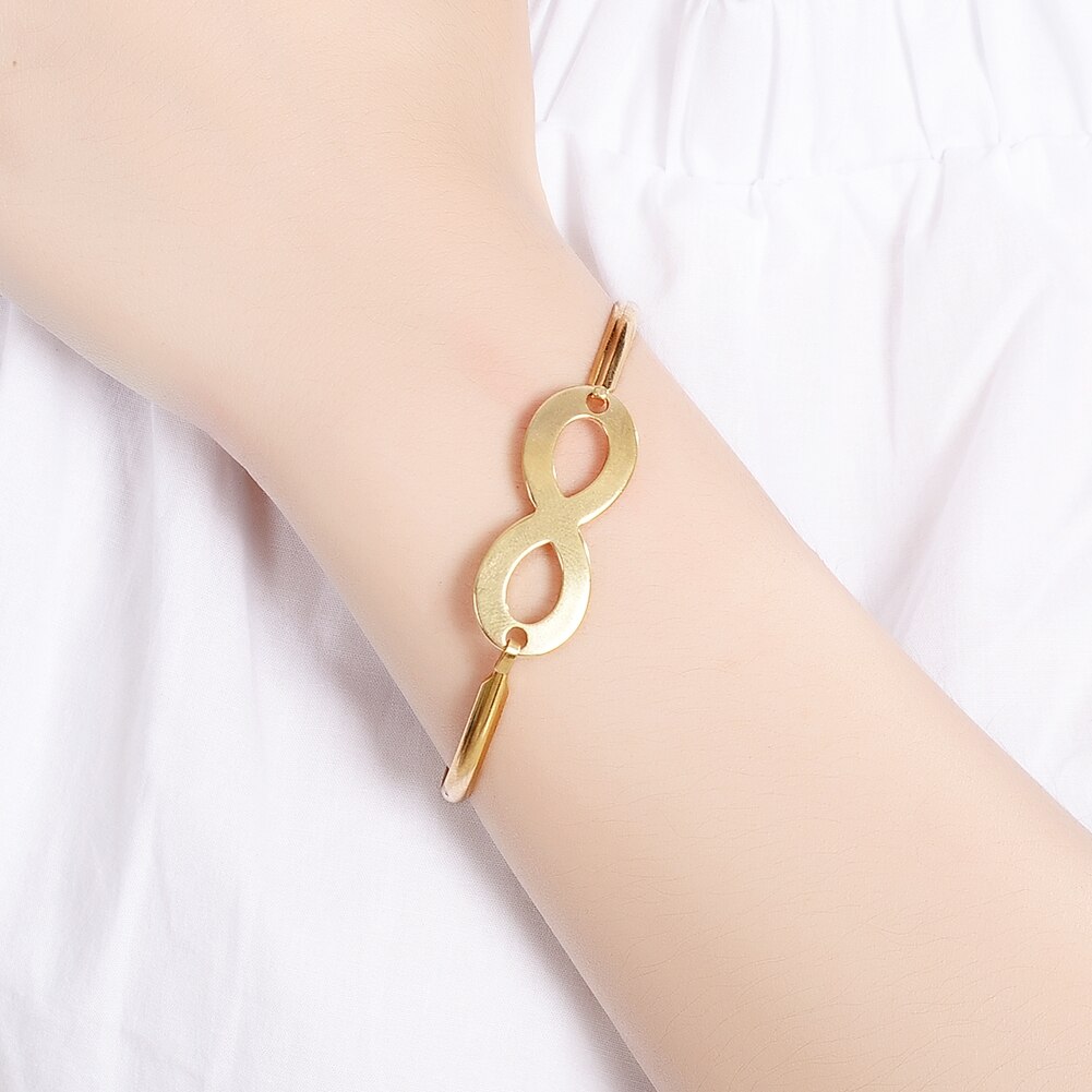 Gouden, zilveren, roestvrijstalen infinity armband met kroon, handbloem, muziek, liefde, punk, dames, vrouwelijke armband, sieraden