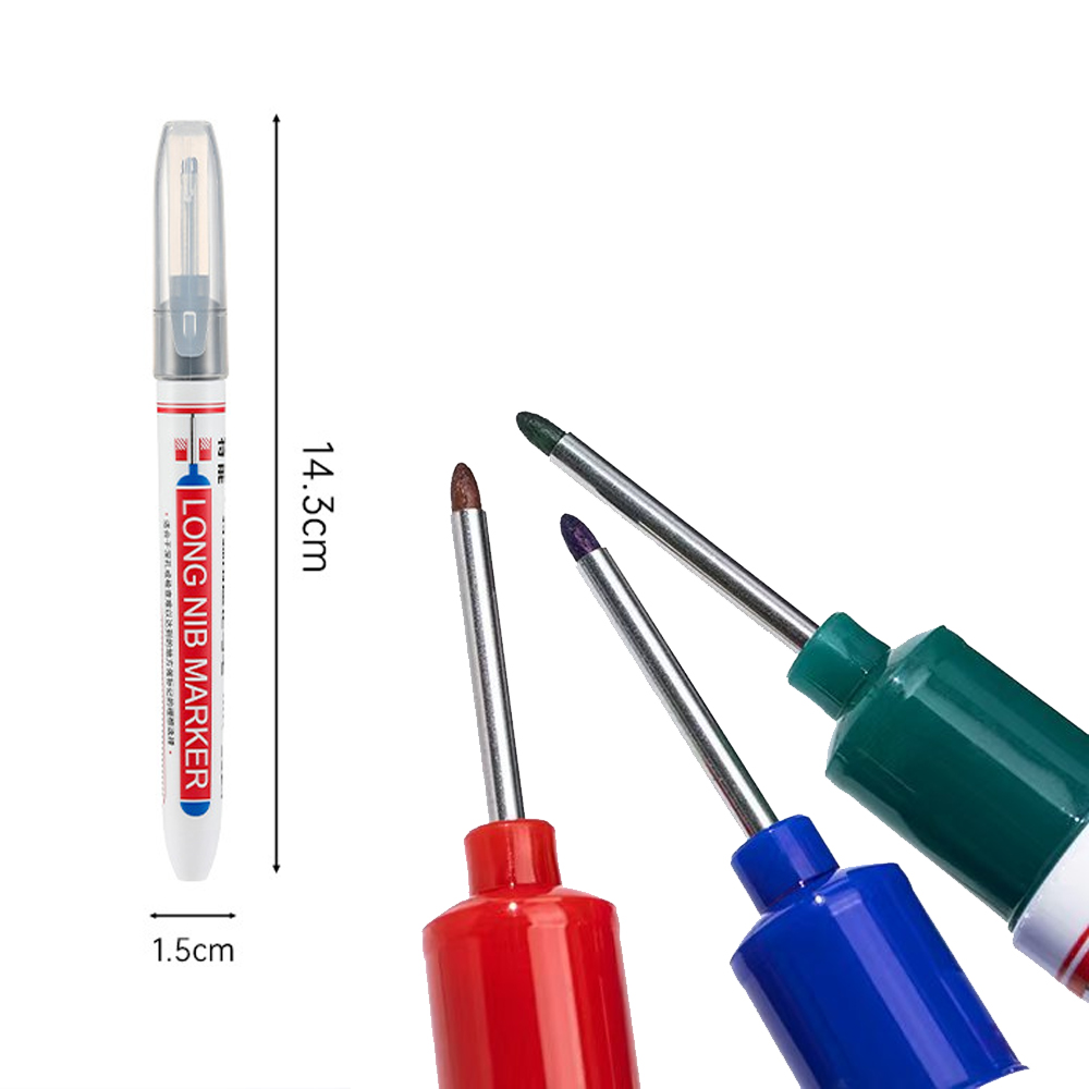 Rotuladores de cabeza larga impermeables de 2cm, rotulador de Agujero profundo para herramientas de carpintería de carpintero de Metal, Blanco/rojo/negro/azul/verde, 5-100 Uds.