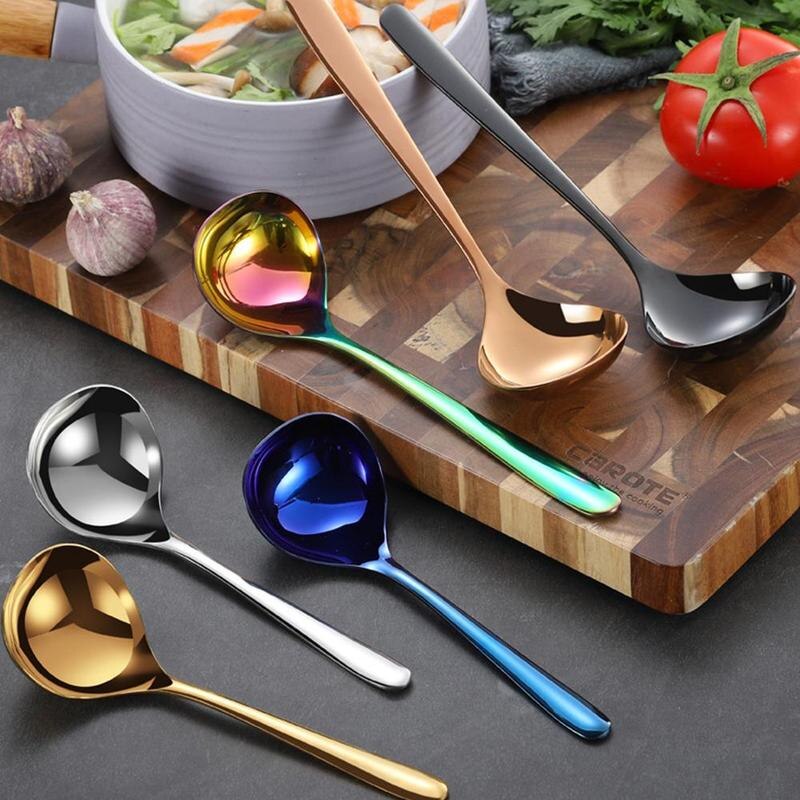 1 Pcs Stainless Steel Spoon Family Soup Spoon Stainless Steel Kitchen Cooking Spoon Household Tableware Supplies