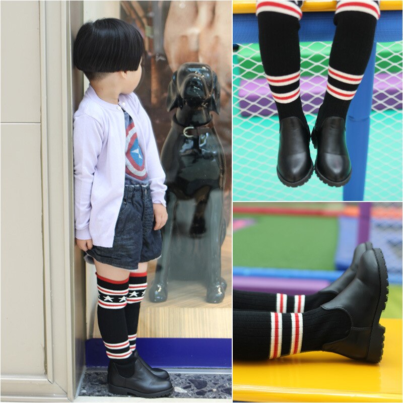 Kinderen Schoenen 2022 Winter Meisjes Over De Knie Laarzen Kinderen Gebreide Laarzen Baby Mode Schoenen