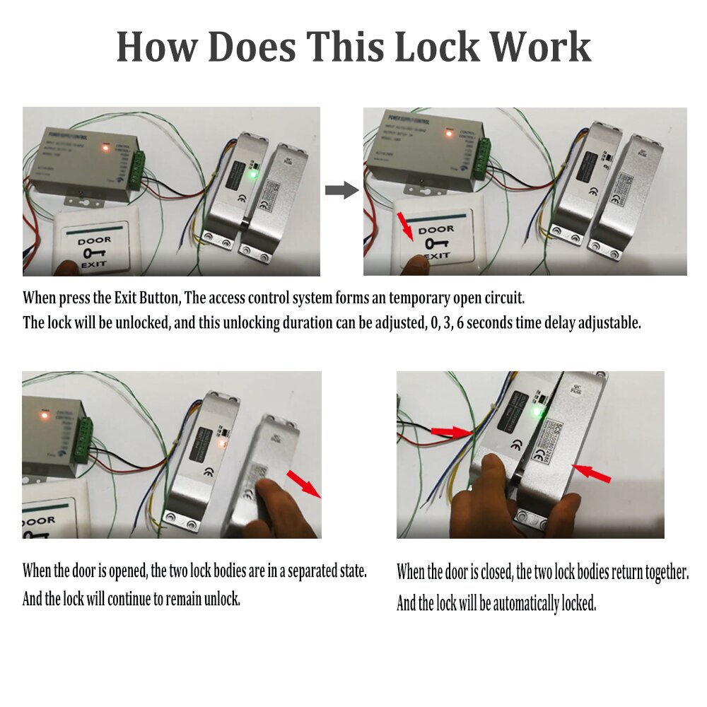 Elektrisch grendelslot,  dc12v elektronische insteeksloten met instelbare tijdvertraging en failsafe-modus voor toegangscontrole.