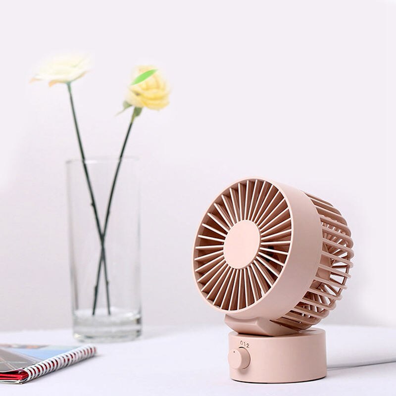 Mini bærbar, stille usb-skrivebordsventilator hjemmekontor elektrisk oscillerende bordkøler top sælges (pink)