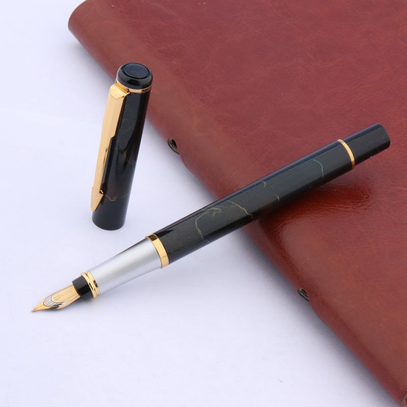 Baoer 801 Zwarte Kleur Gouden M Stuk Vulpen Inkt Pen Kantoor Schoolbenodigdheden