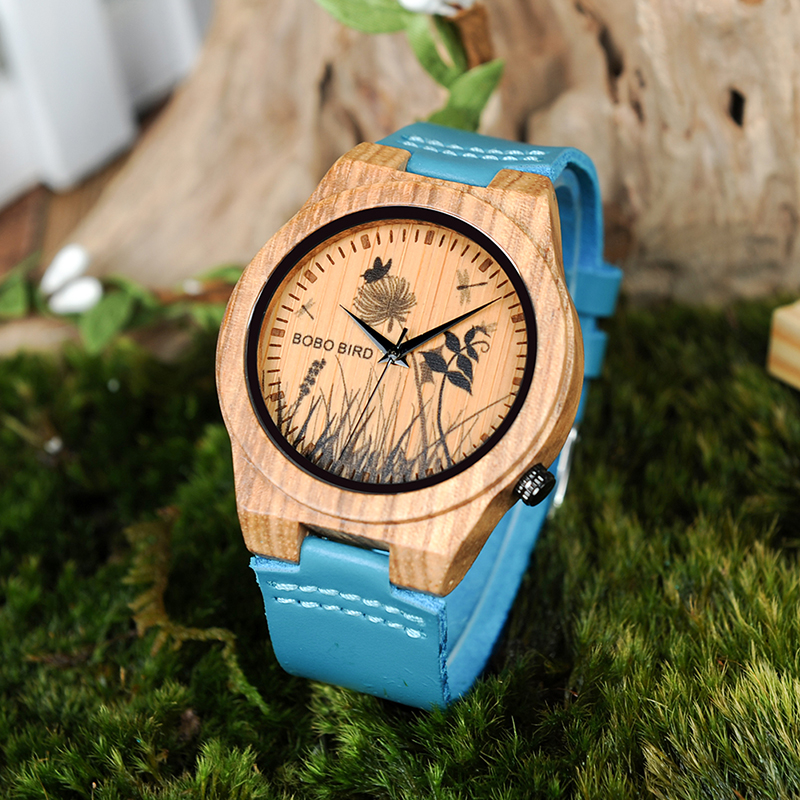 BOBO BIRD Watch Men Wooden Lifelike Print Dial Face Quartz Watches 3D Visual Timepieces as relogio masculino