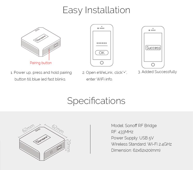 Sonoff RF Brücke WiFi 433 mhz Ersatz mit Alexa Google Home Smart Home Automation Universal Schalter Intelligente Domotica