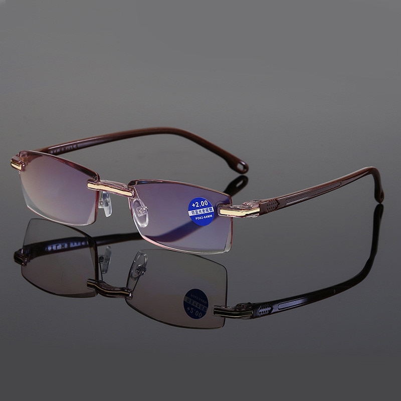 Ahora Männer Randlose Lesebrille Frauen Anti Blaues Licht Blockieren Quadratische Rahmenlose Presbyopie Brille Dioptrien +1,0 1,5 2 2,5 4,0