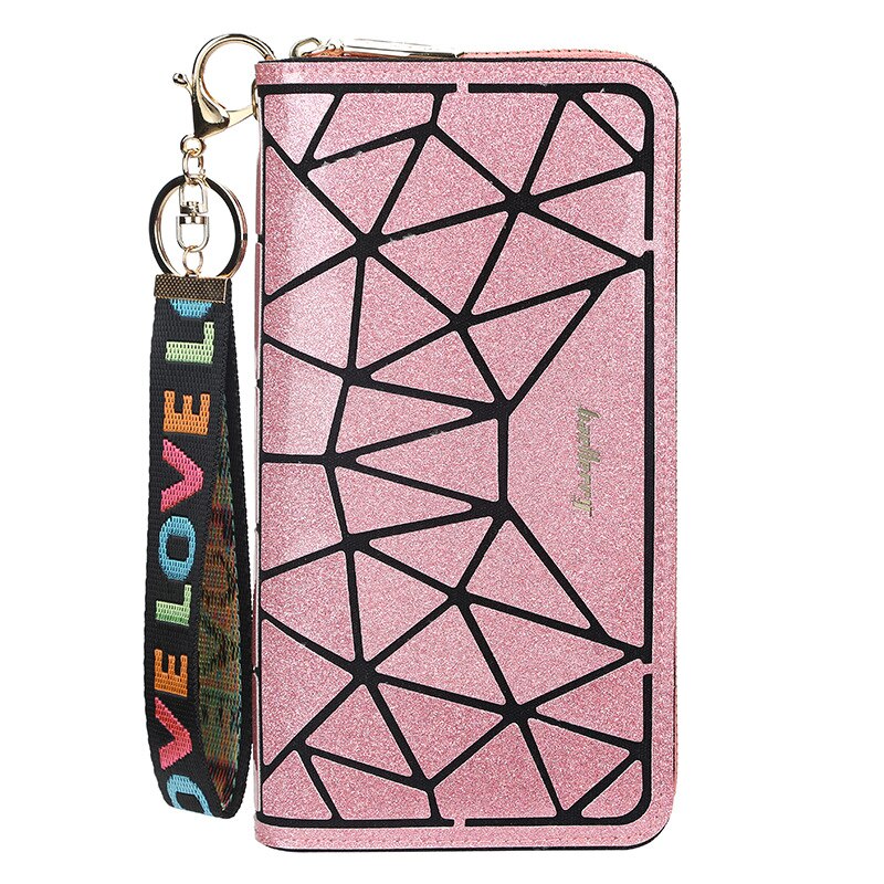 Baellerry top leren dames portemonnees koreaanse telefoon portemonnee clutch leren kaarthouder geometrische portemonnee portemonnee: Kersenroze