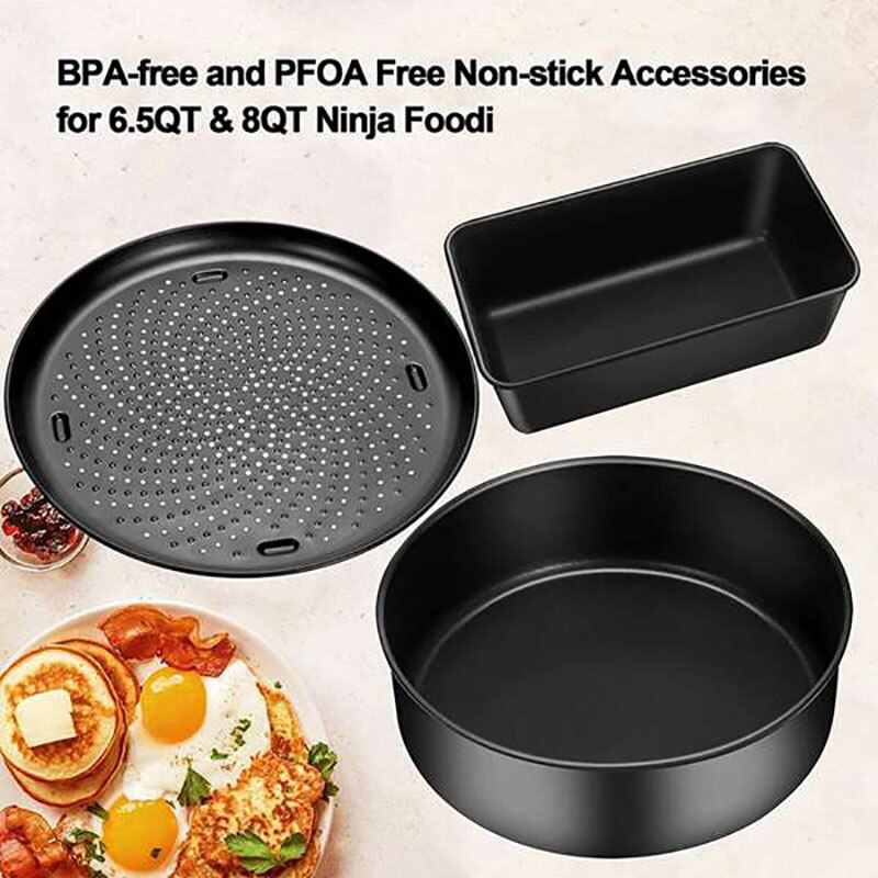 Baking Set for Ninja Foodi 6.5, 8Qt,Accessories Pot,Nonstick Bakeware Set with Multi-Purpose Pan,Crisper Pan,Loaf Pan