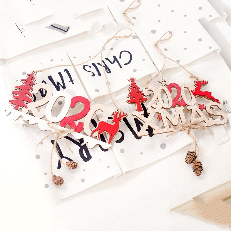 brief hennep touw Kerst houten hanger Jaar Kerst houten Kerst decoratieve ornamenten voor thuis hanger
