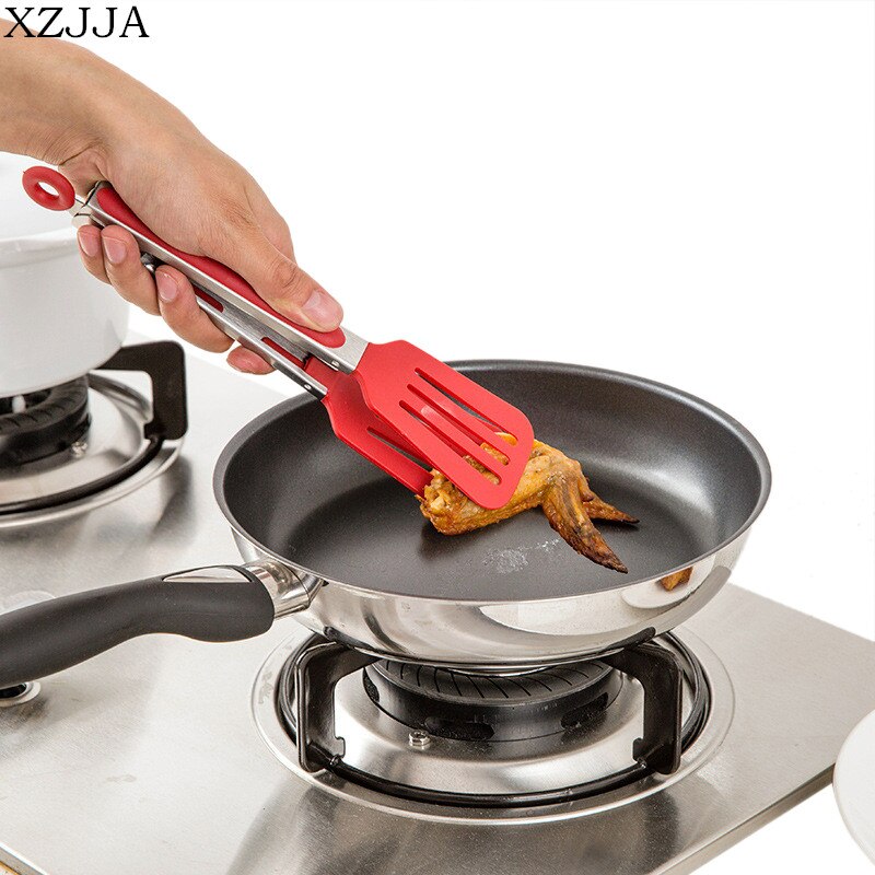 Xzjja 1 stk rustfrit stål køkken mad klemme grill tang anti varme pizza brød bøf tang klip mad tang køkken bage værktøjer