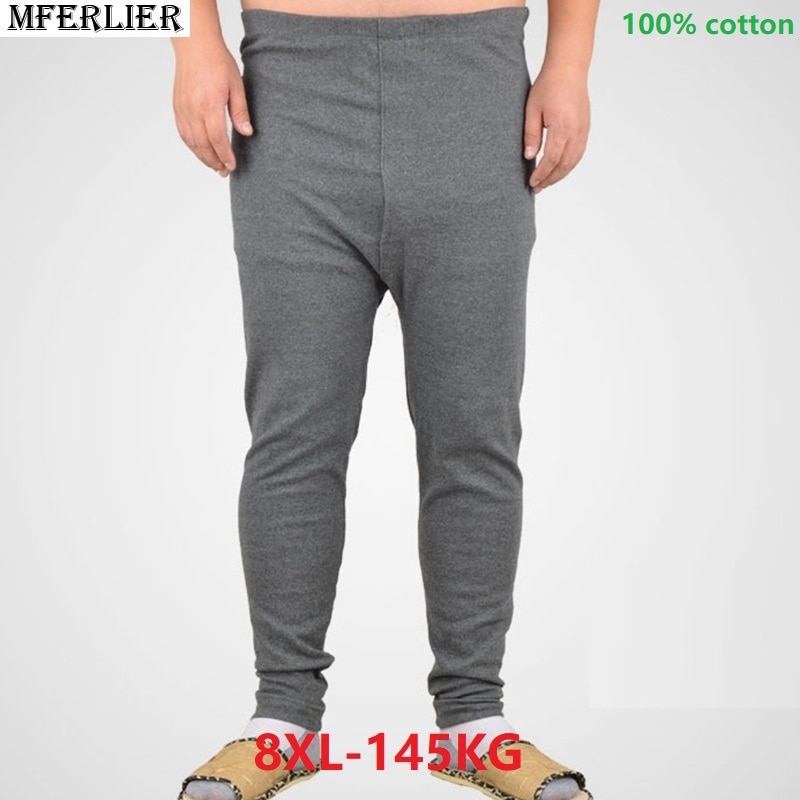 Herr plus size 6xl 7xl 8xl termounderkläder underbyxor bomull leggings varma underkläder hösttrosor tunna kalsonger långbyxor