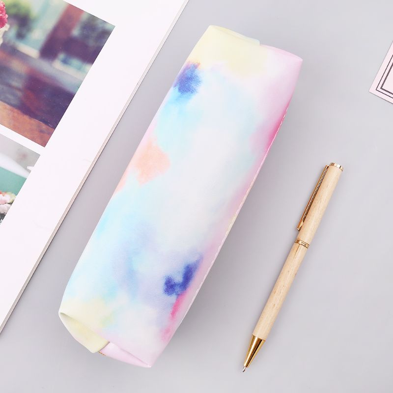 Estuche de lápices Kawaii, bolsa de cosméticos de maquillaje Rosa colorida, caja de almacenamiento, artículos escolares, papelería