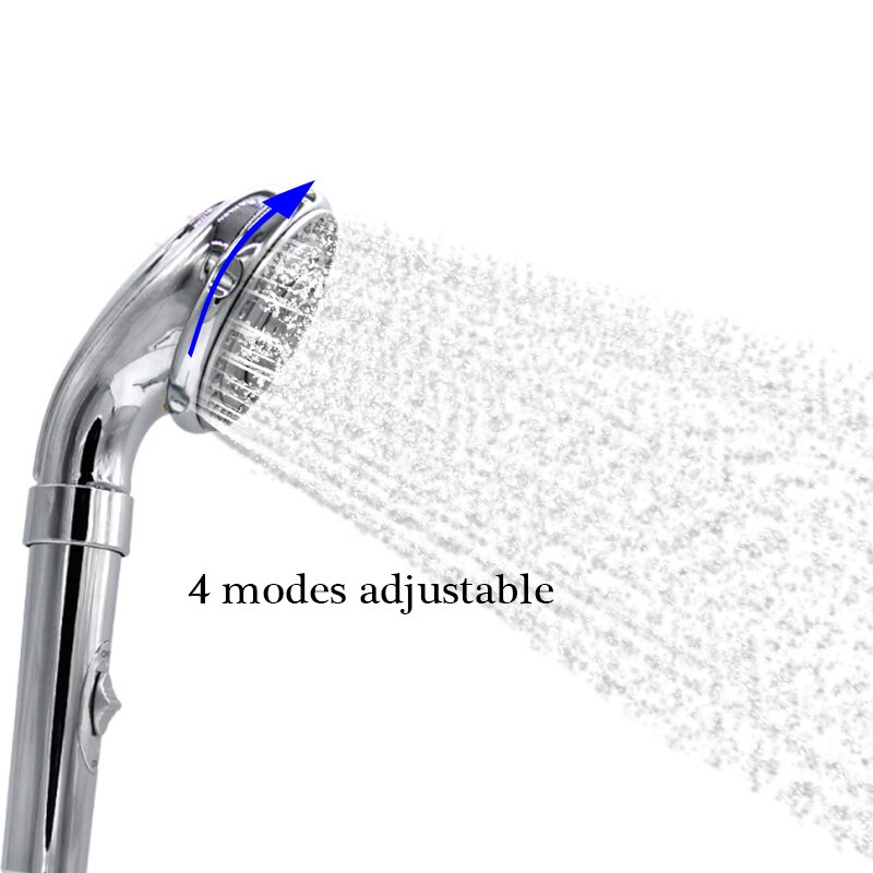 Zhangji 4- -funktions duschmunstycke vattensparande krom badrum abs duschhuvud med på/av-knapp rund handhållen sprinkler