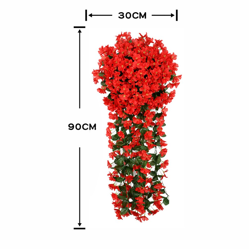 Sztuczna hortensja fioletowa wisząca girlanda z winorośli kryty odkryty dom kwiat ozdobny ślub strona główna balkon dekoracja korytarza: Czerwony