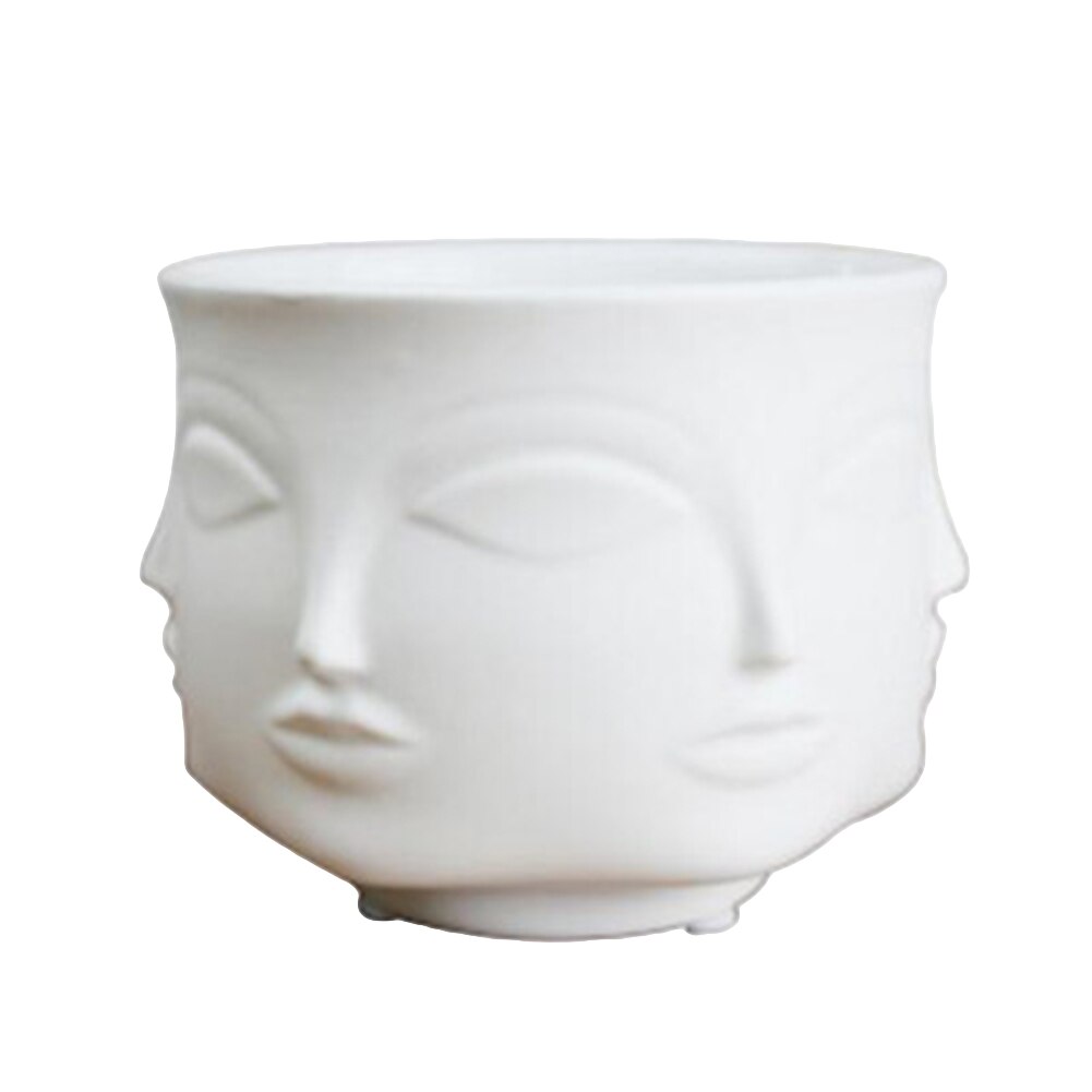 Jarrones artísticos con de cara humana para maceta de plantas y flores de cerámica con flores, maceta para decoración del hogar, decoración Nórdica