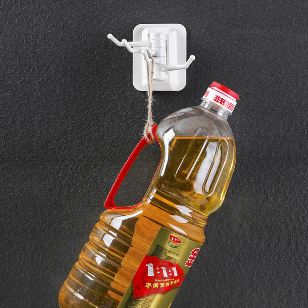 Gancio girevole da parete per cucina, bagno, portasciugamani, senza viti e ganci appendiabiti 4- binari