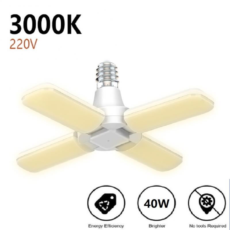 Luces para Garage LED, 40W/30W, ventilador plegable E26, luz de garaje de 4000LM/3000LM, 85-265V, iluminación Industrial para sala de estar: warm white 04