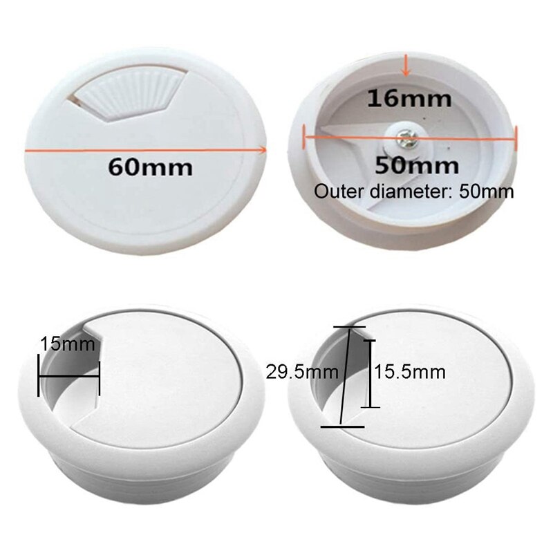 -20Pcs 2 Inch Desk Wire Cord Cable Grommets Hole Cover for Office PC Desk Cable Cord Organizer Plastic Cover