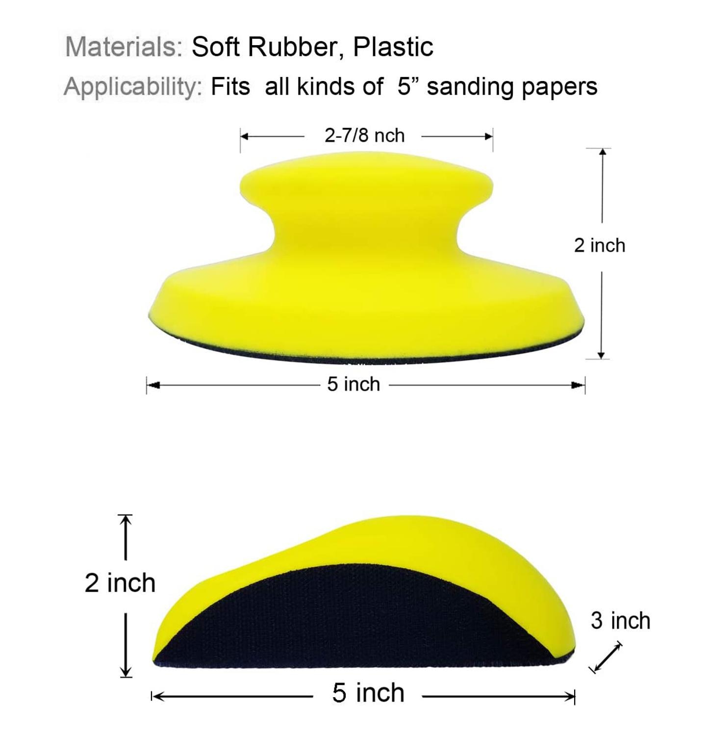 2pcs 5inch Sanding Disc Holder Hand Grinding Block Sand paper Backing Polishing Pad PU Foam + 15pcs Round Sandpaper for Wood