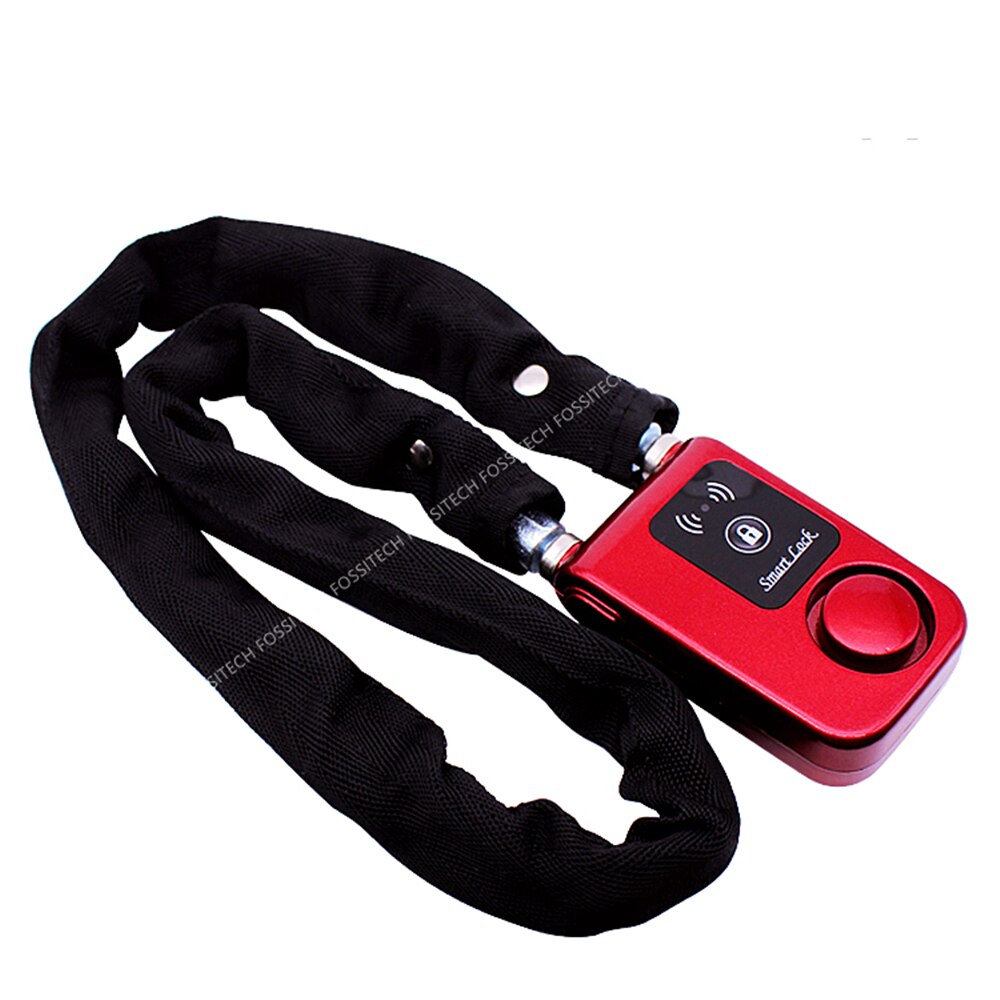 Mobile Phone App Control Smart Chain Lock Waterproof Anti-theft Bicycle Scooter Motorcycle Helmet Bluetooth Lock 110dB Alarm: Red Chain Lock