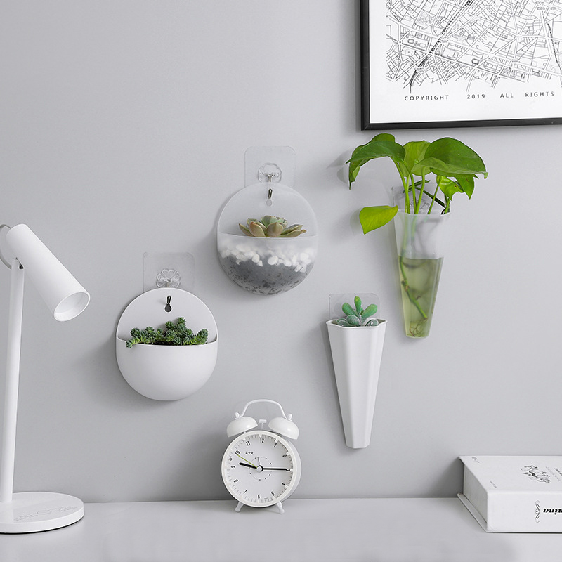 Sqinans 1pc urtepotte kontor dekoration potter plast hængende urtepotter væg planteholder