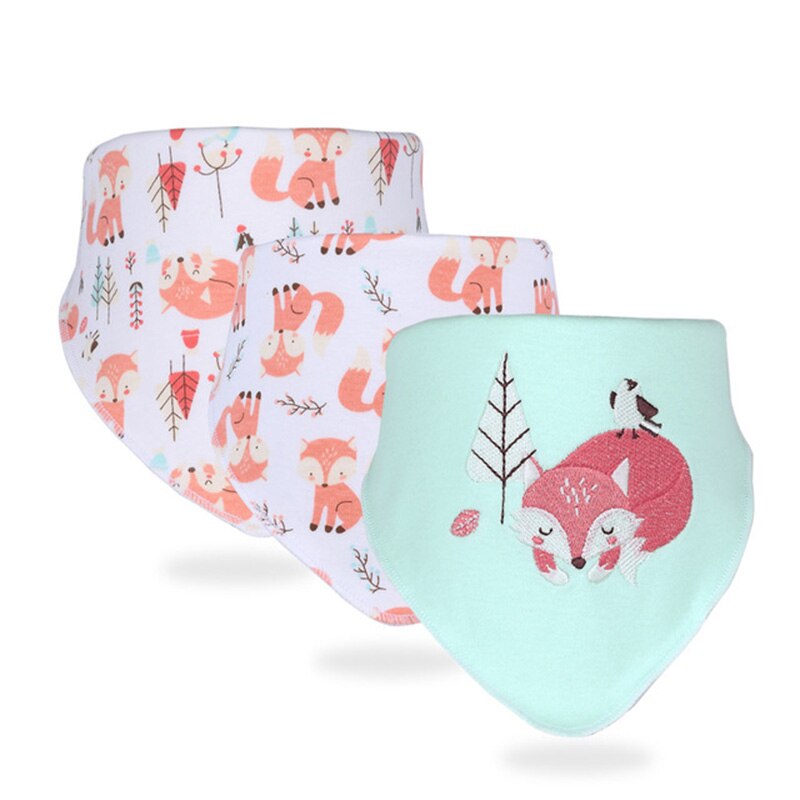 3 Stks/partij Slabbers Bandana Baby Speeksel Handdoek Voor Jongens En Meisjes Doek Print Animal Driehoek Katoenen Baby Sjaal