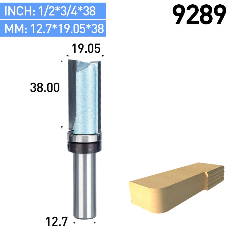 HUHAO 12.7 to 38mm Shank Flush Trim Router Bit Straight Bit Tungsten Woodworking Milling Cutter Tool: 9289