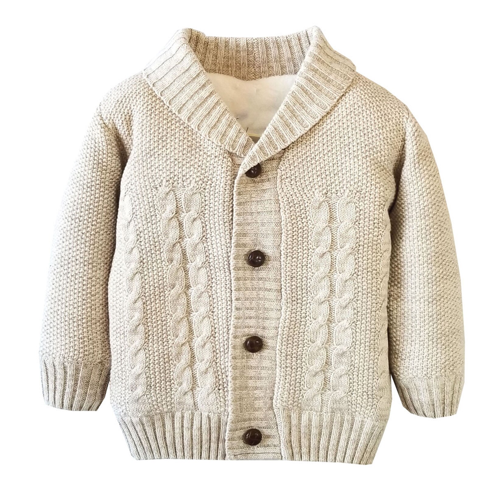 Kinder Jungen Mädchen Stricken Strickjacken Winter Warme Fleece Gefüttert Strick Mantel Kleinkind Kinder Mädchen Baumwolle Pullover Kinder Kleidung: Beige / 4T